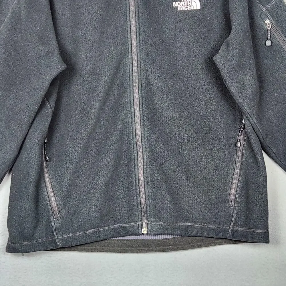 NORTH FACE Jacket Mens Large Black WindWall Full Zip Fleece Outdoors Hiking Warm